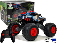 RC auto terénní s velkými koly motiv dinosaurus 2.4G červené