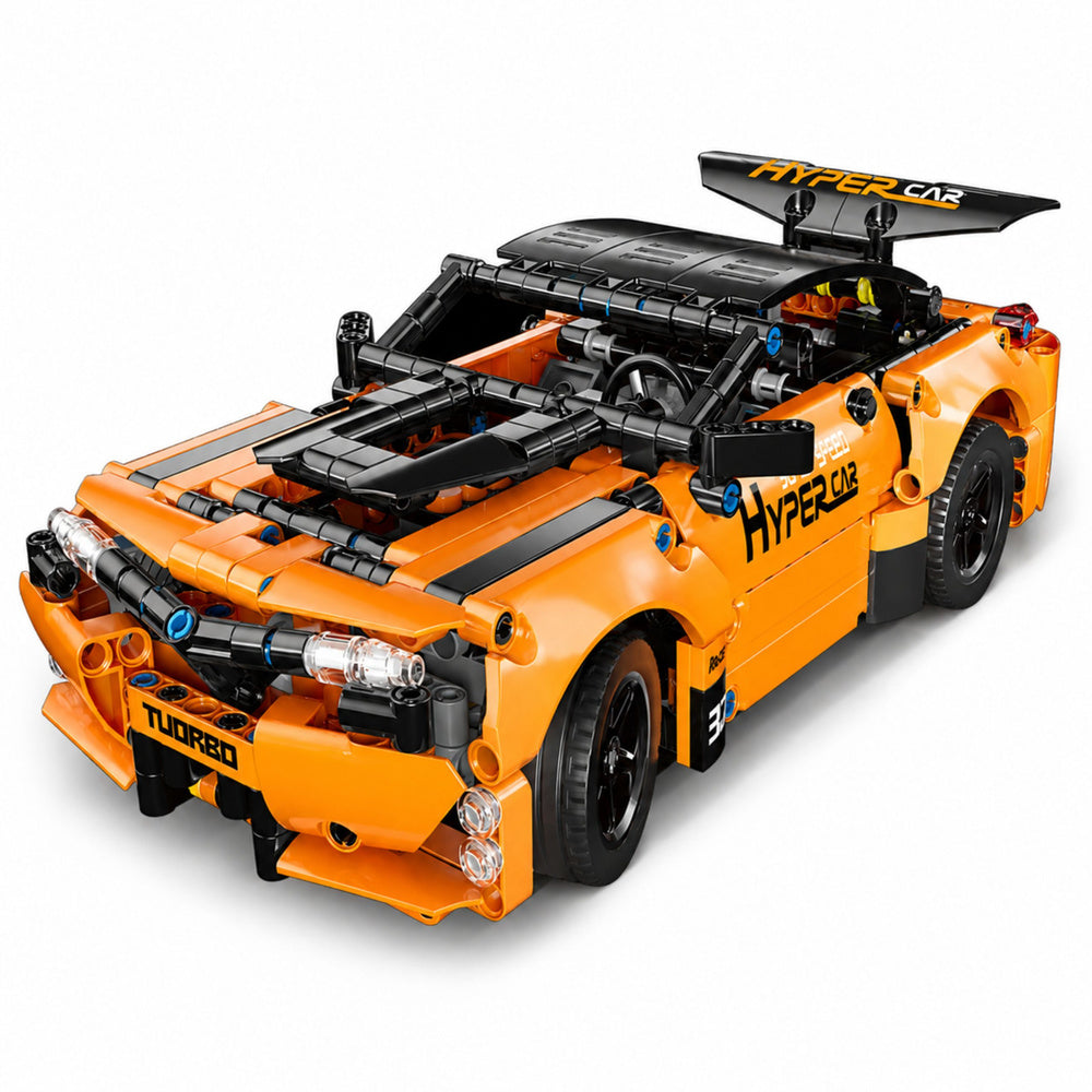 RC auto ze stavebních kostek na dálkové ovládání – oranžové