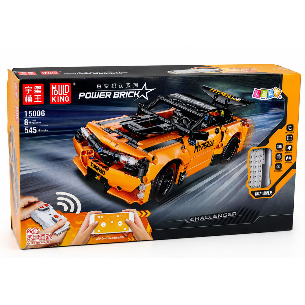 RC auto ze stavebních kostek na dálkové ovládání – oranžové