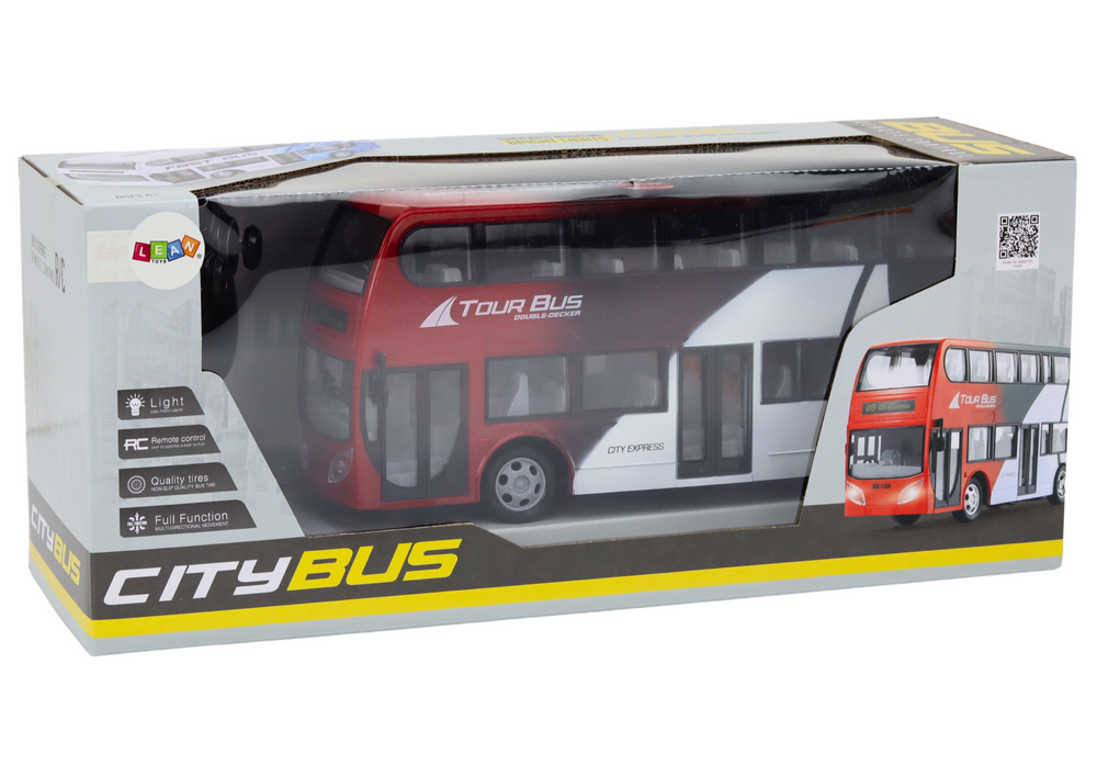 RC autobus dvoupatrový červený – dálkové ovládání se světly