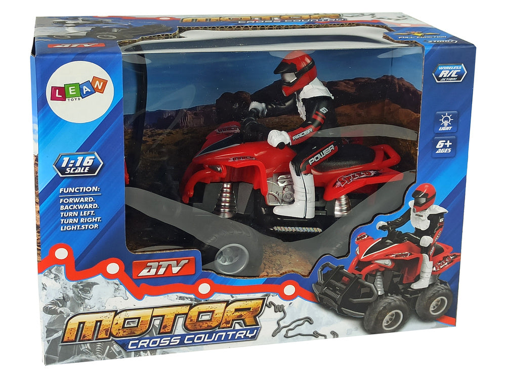RC čtyřkolka na dálkové ovládání 1:16 s pilotem červená