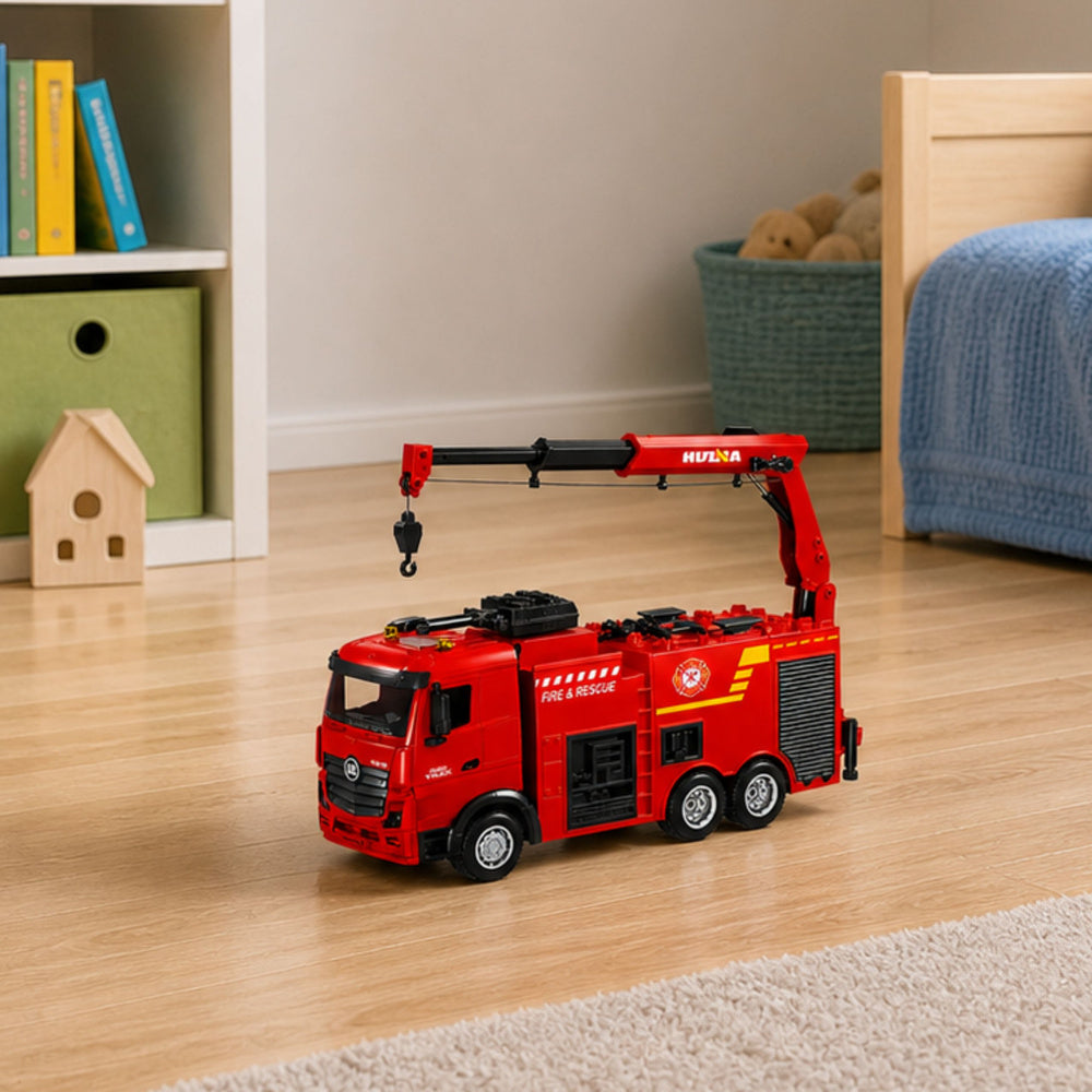 RC hasičské auto s jeřábem a vodním dělem 1:18 – Huina