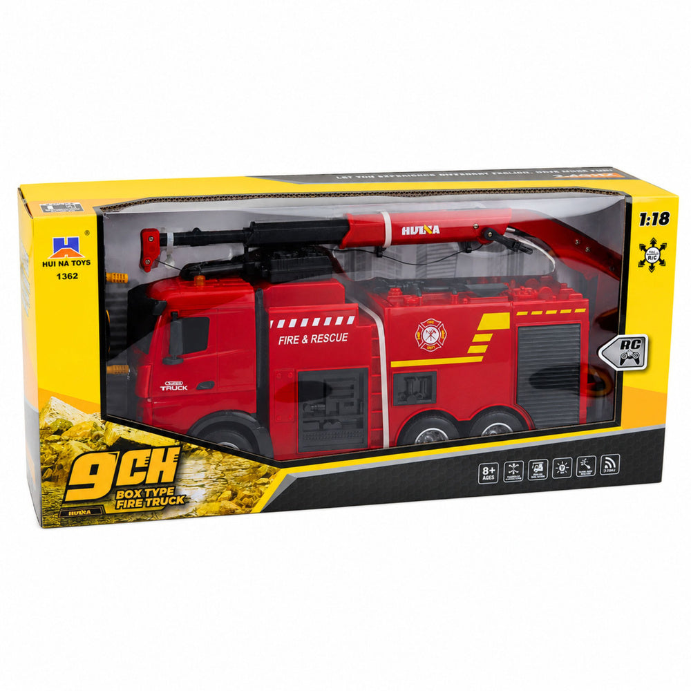 RC hasičské auto s jeřábem a vodním dělem 1:18 – Huina