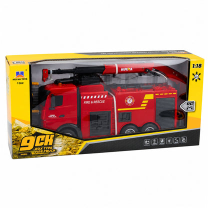 RC hasičské auto s jeřábem a vodním dělem 1:18 – Huina