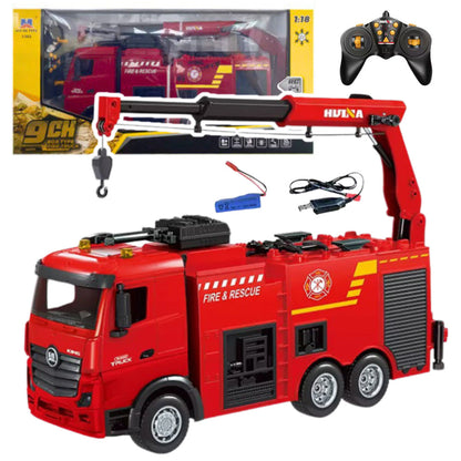 RC hasičský vůz s jeřábem – světla voda 1:18 | Huina