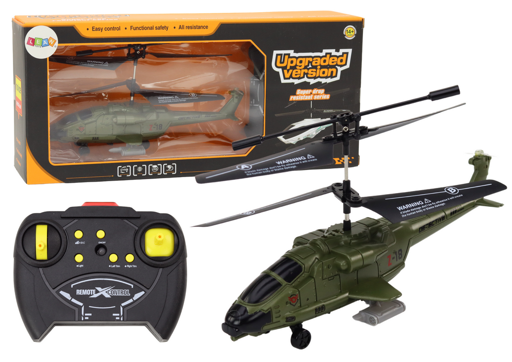 RC helikopter vojenský s gyroskopem – dálkové ovládání | zelený