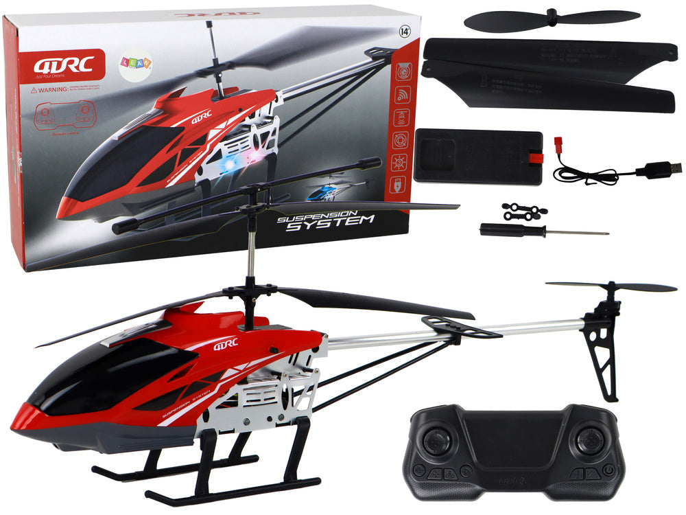 RC Helikoptéra 70cm s LED světly – červená na dálkové ovládání