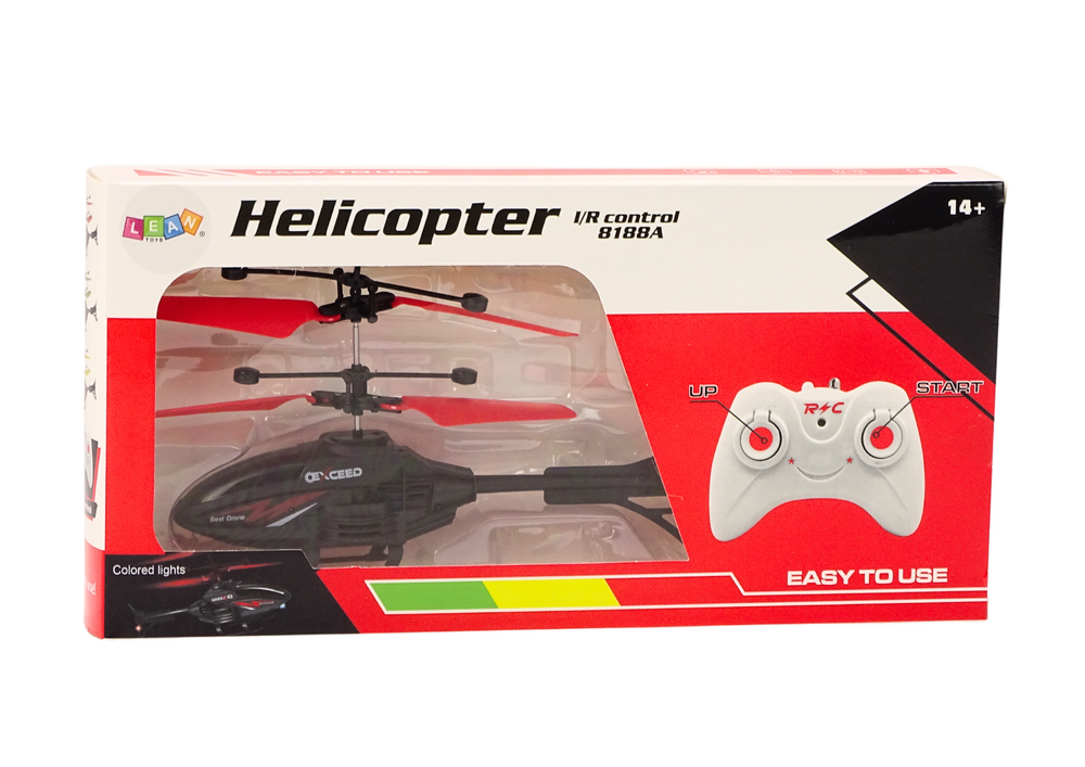 RC helikoptéra s gyroskopem a ovládáním rukou červená