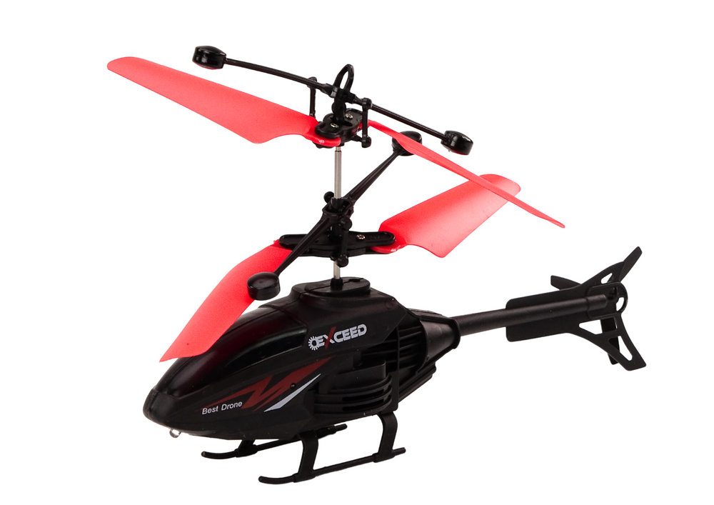RC helikoptéra s gyroskopem a ovládáním rukou červená