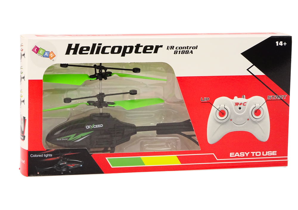 RC helikoptéra s gyroskopem a ovládáním rukou zelená