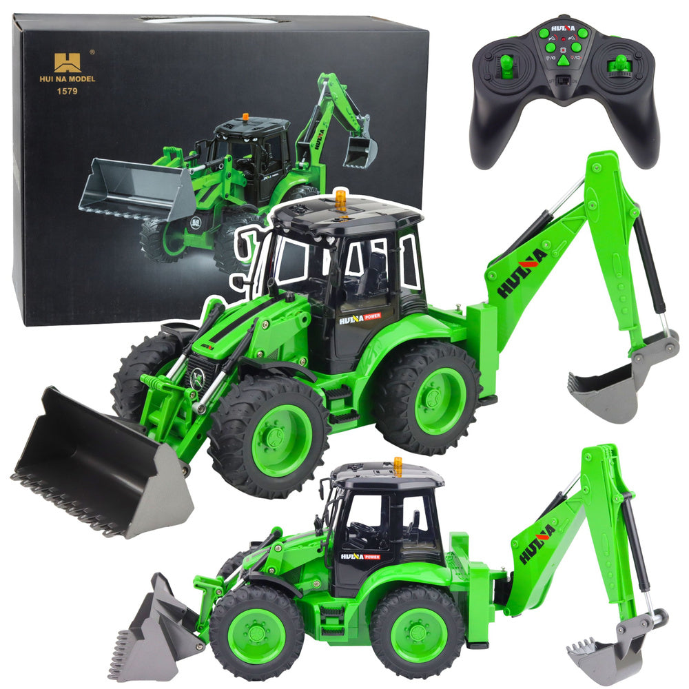 RC koparko-nakladač s osvětlením a zvuky pro děti od 8 let – Huina