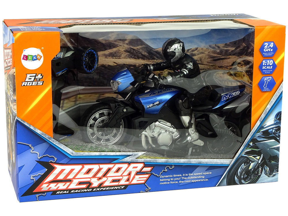 RC motocykl na dálkové ovládání 2.4G dosah 35m 1:10 modrý