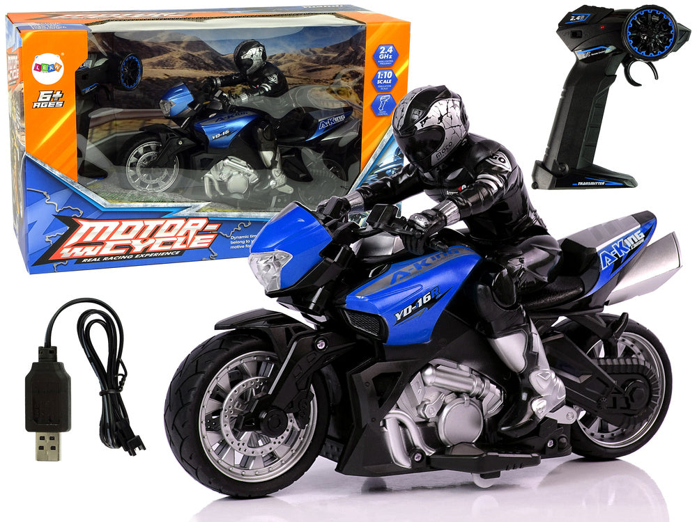 RC motocykl na dálkové ovládání 2.4G dosah 35m 1:10 modrý