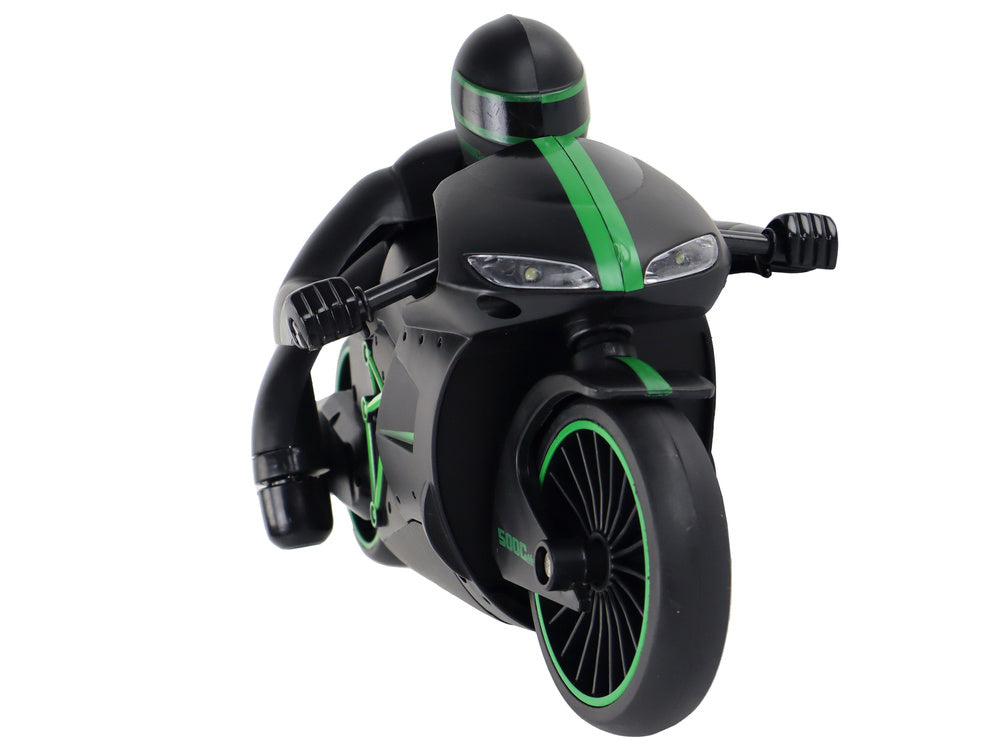 RC motocykl na dálkové ovládání 20 km/h s jezdcem zelený