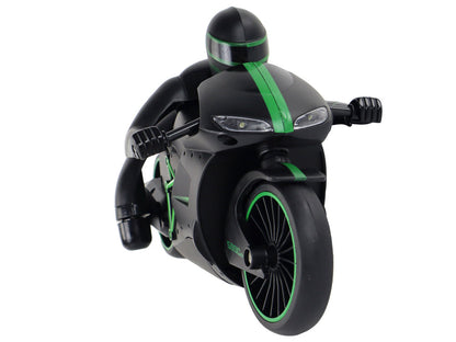 RC motocykl na dálkové ovládání 20 km/h s jezdcem zelený