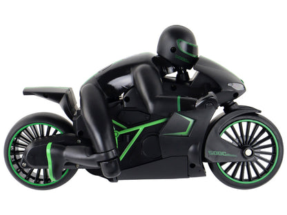 RC motocykl na dálkové ovládání 20 km/h s jezdcem zelený