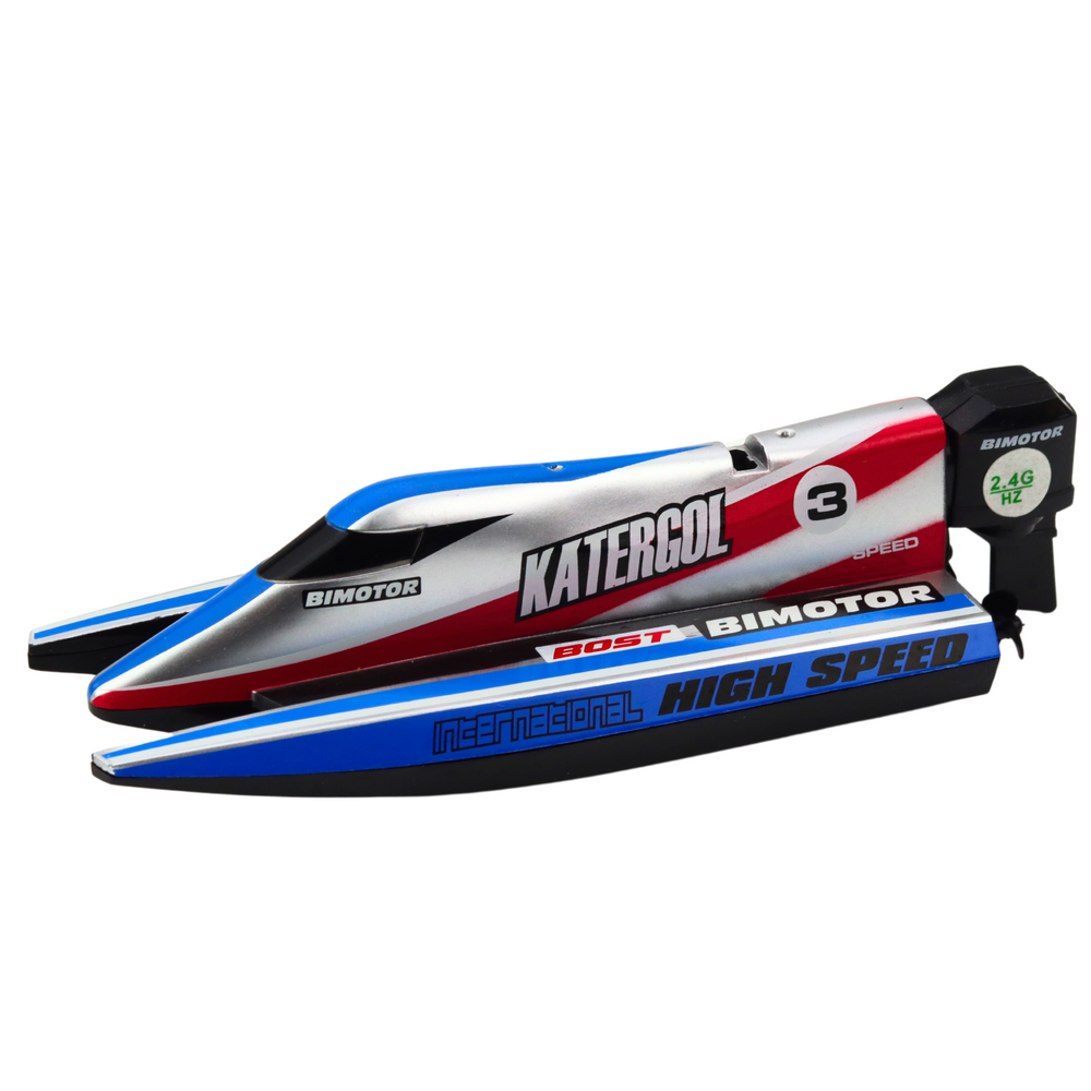 RC motorový člun na dálkové ovládání 2.4GHz modro stříbrný 14cm