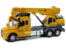 RC nákladní auto s jeřábem 2,4G světla zvuky žluté