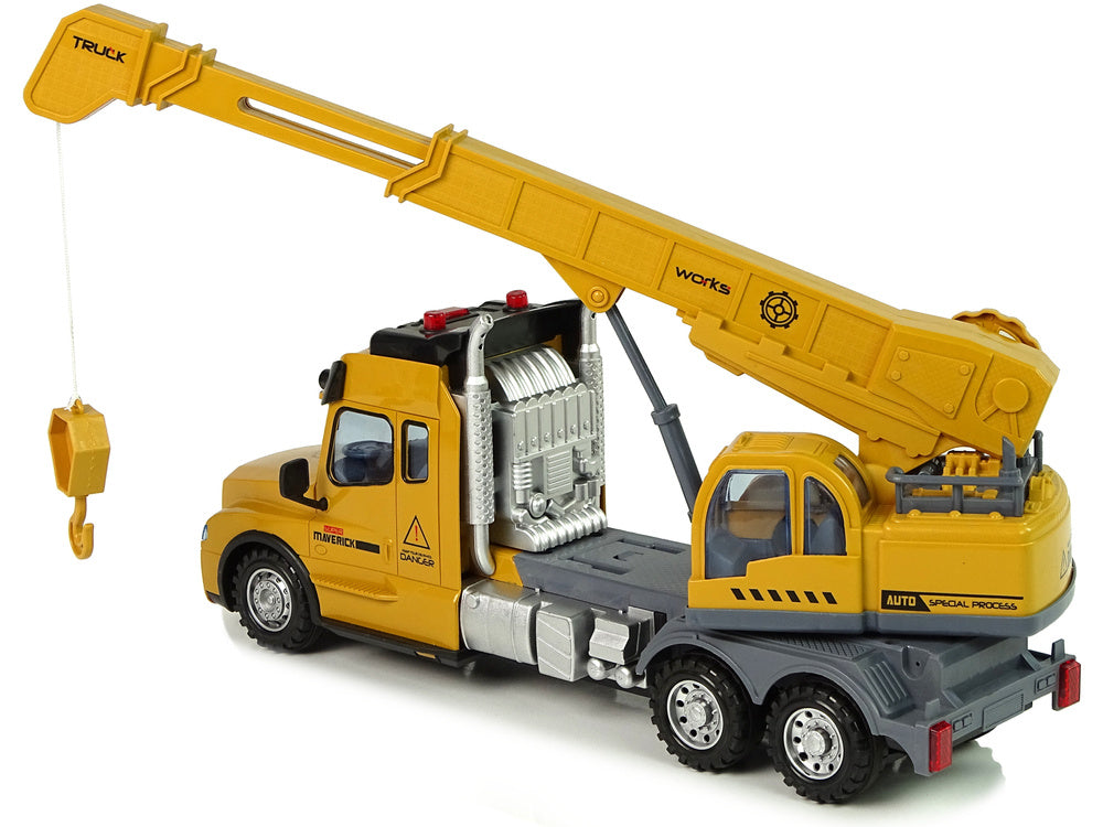 RC nákladní auto s jeřábem 2,4G světla zvuky žluté
