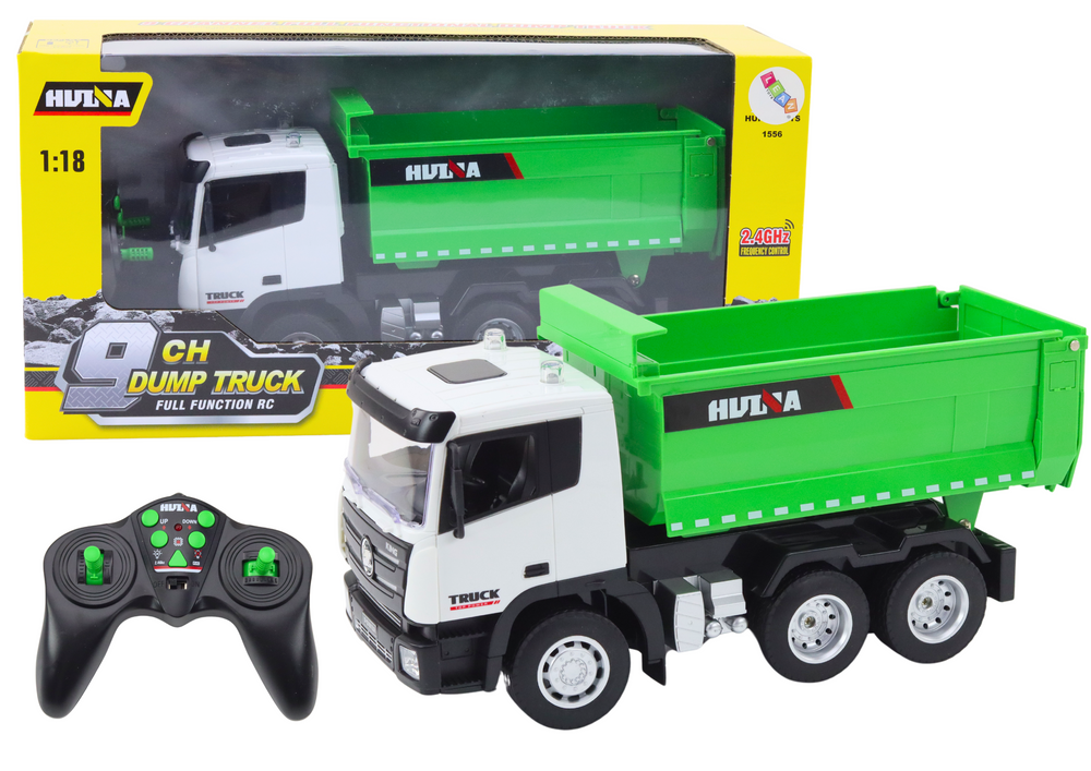 RC nákladní auto s vyklápěcím kontejnerem 1:18 zelené