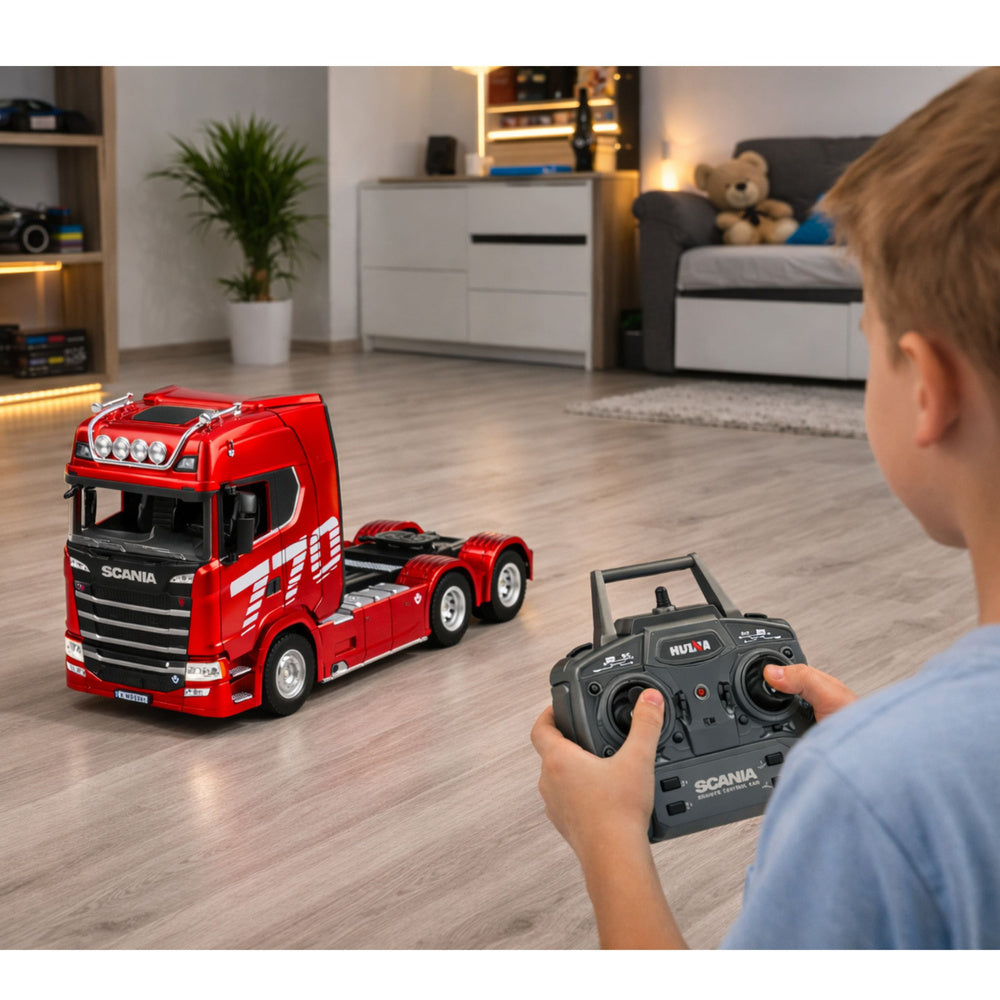 RC nákladní vůz Scania na dálkové ovládání červený 1:18 – Huina