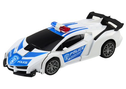RC policejní auto 2v1 s transformací na robota – se světly a zvuky