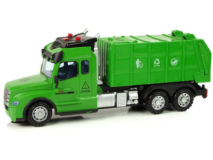 RC popelářské auto na dálkové ovládání se světly a zvuky zelené