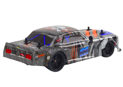 RC sportovní auto na dálkové ovládání 1:18 s pilotem šedé