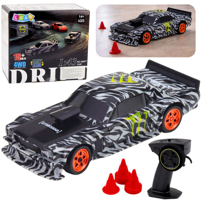 RC sportovní auto na driftování s kužely – černé 1:43
