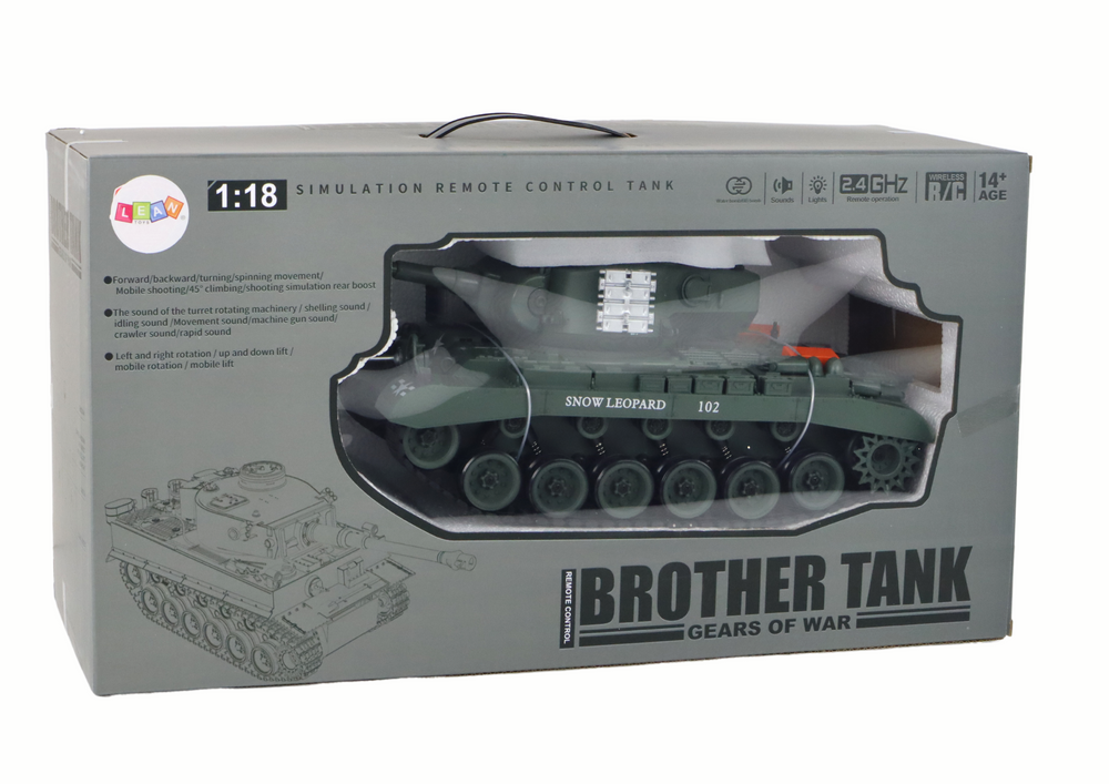 RC tank na dálkové ovládání – 1:18 Leopard šedý s dělem