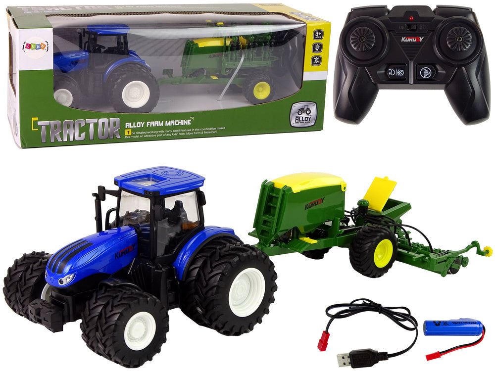 RC Traktor na dálkové ovládání 1:24 – s bránou | modrý