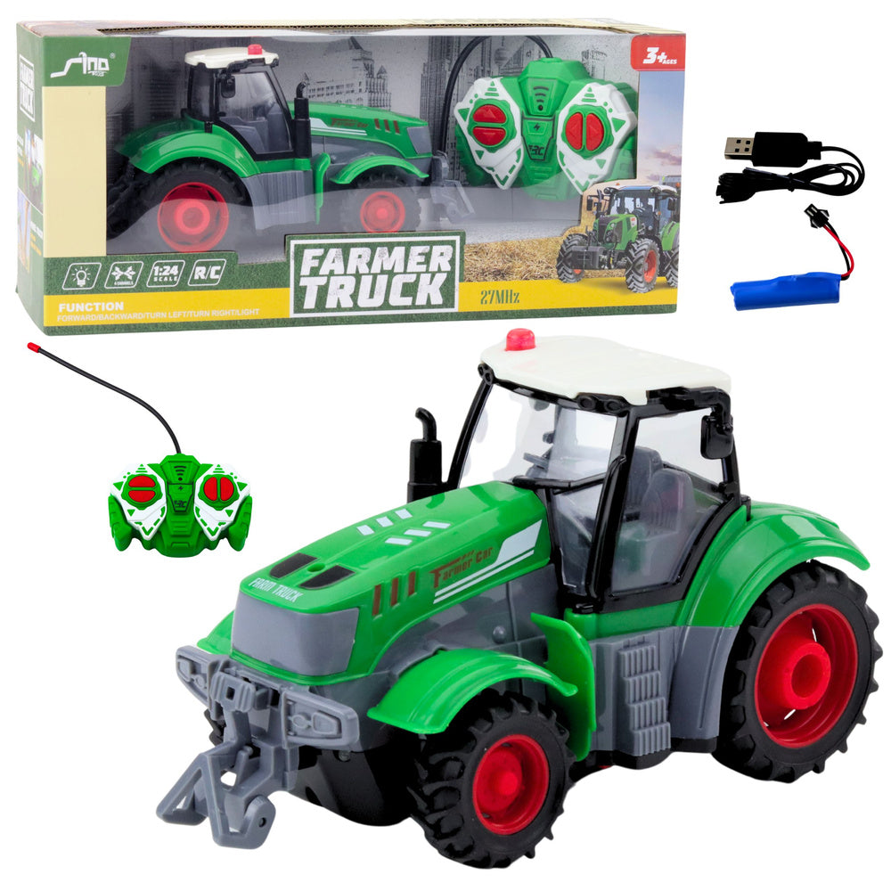 RC traktor na dálkové ovládání – s LED světly 1:24 | zelený