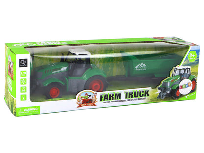 RC traktor s přívěsem 1:24 – dálkové ovládání se světly | zelený
