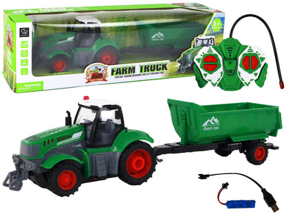 RC traktor s přívěsem 1:24 – dálkové ovládání se světly | zelený