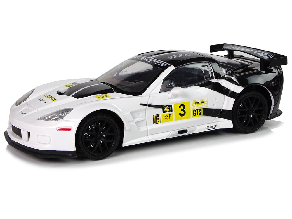 RC závodní auto 1:18 Corvette C6.R s osvětlením 2.4G bílé