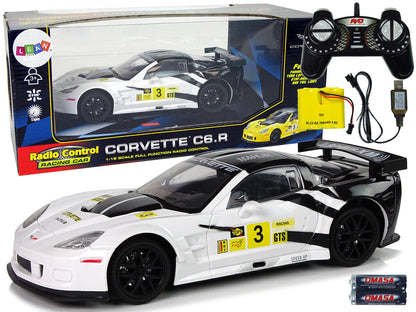 RC závodní auto 1:18 Corvette C6.R s osvětlením 2.4G bílé