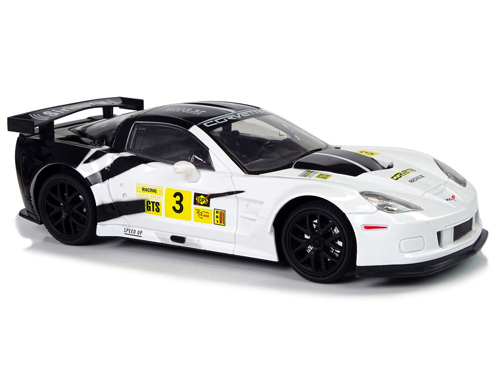 RC závodní auto 1:18 Corvette C6.R s osvětlením 2.4G bílé