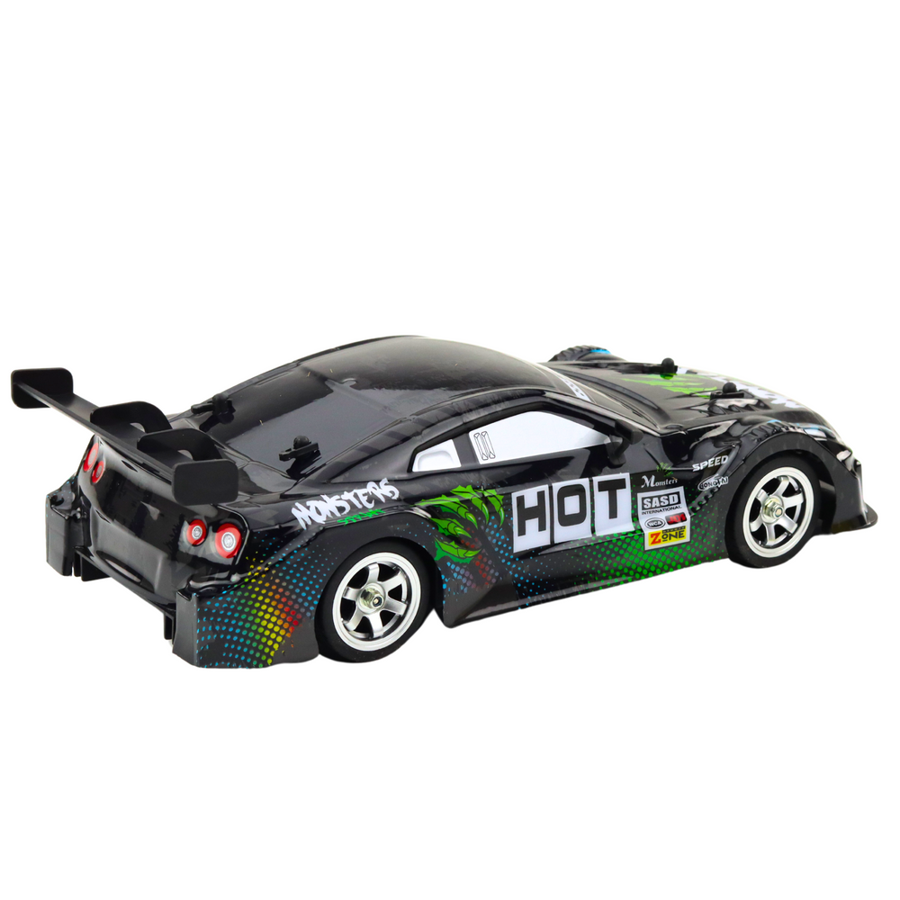 RC závodní auto na dálkové ovládání 1:16 s LED světly černozelené