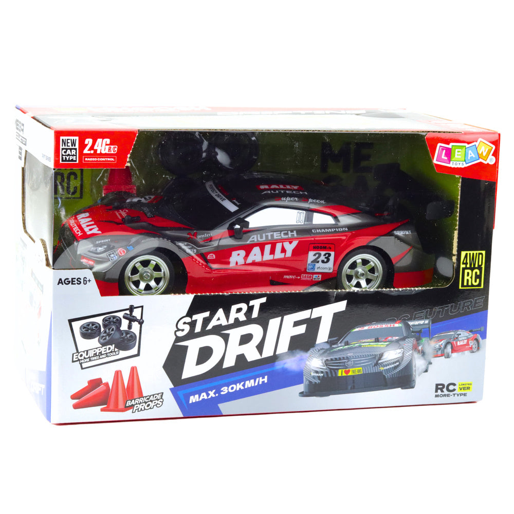 RC závodní auto na dálkové ovládání 1:16 s LED světly červeno černé