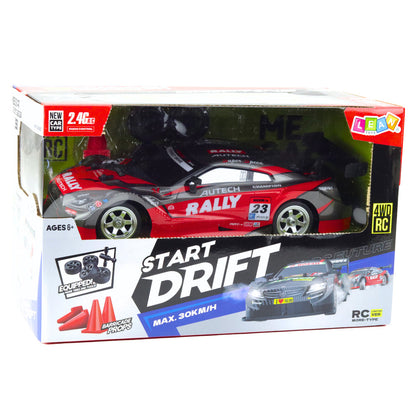 RC závodní auto na dálkové ovládání 1:16 s LED světly červeno černé