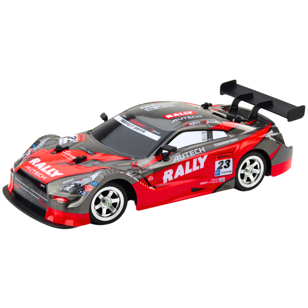 RC závodní auto na dálkové ovládání 1:16 s LED světly červeno černé