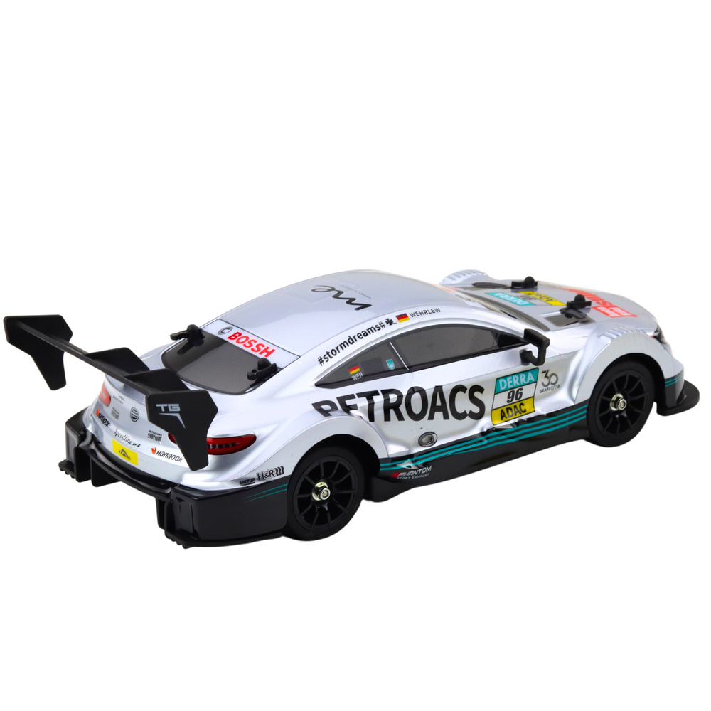 RC závodní auto na dálkové ovládání 1:16 s LED světly stříbrné