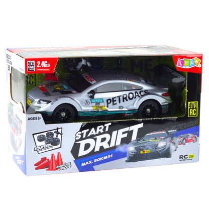 RC závodní auto na dálkové ovládání 1:16 s LED světly stříbrné