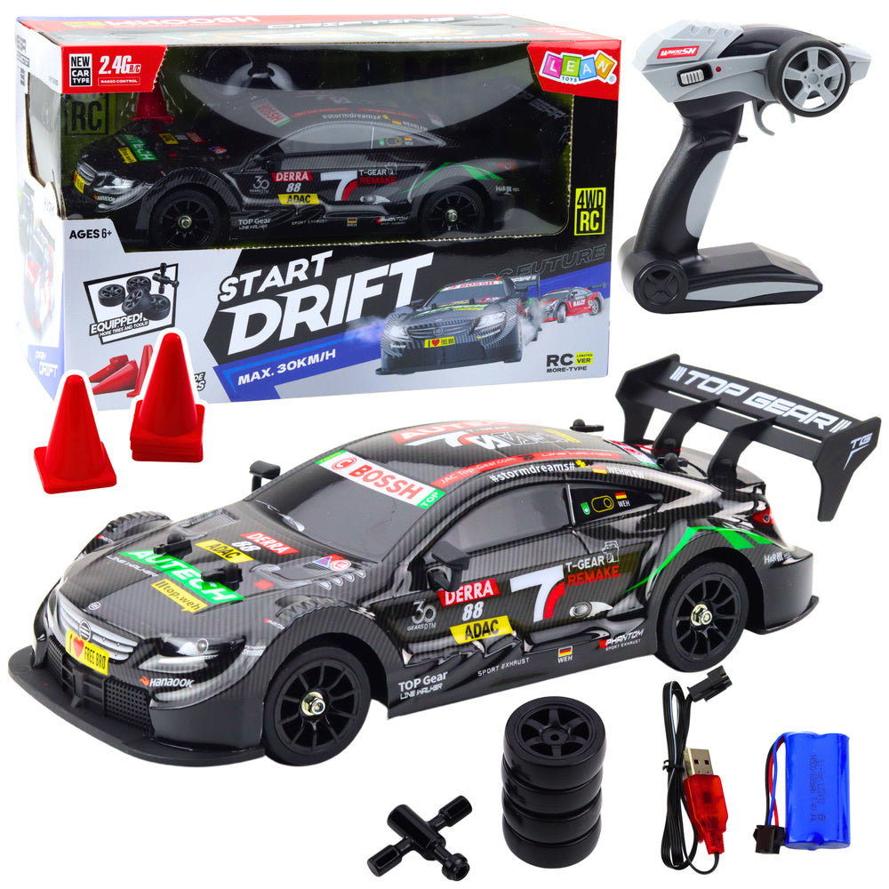 RC závodní auto na dálkové ovládání 30km/h LED drift černé