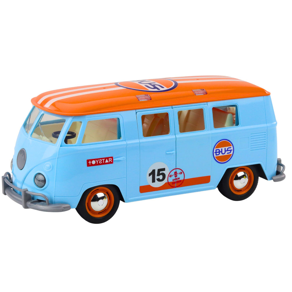 Retro autobus se světly a zvuky modrý – pro děti od 3 let