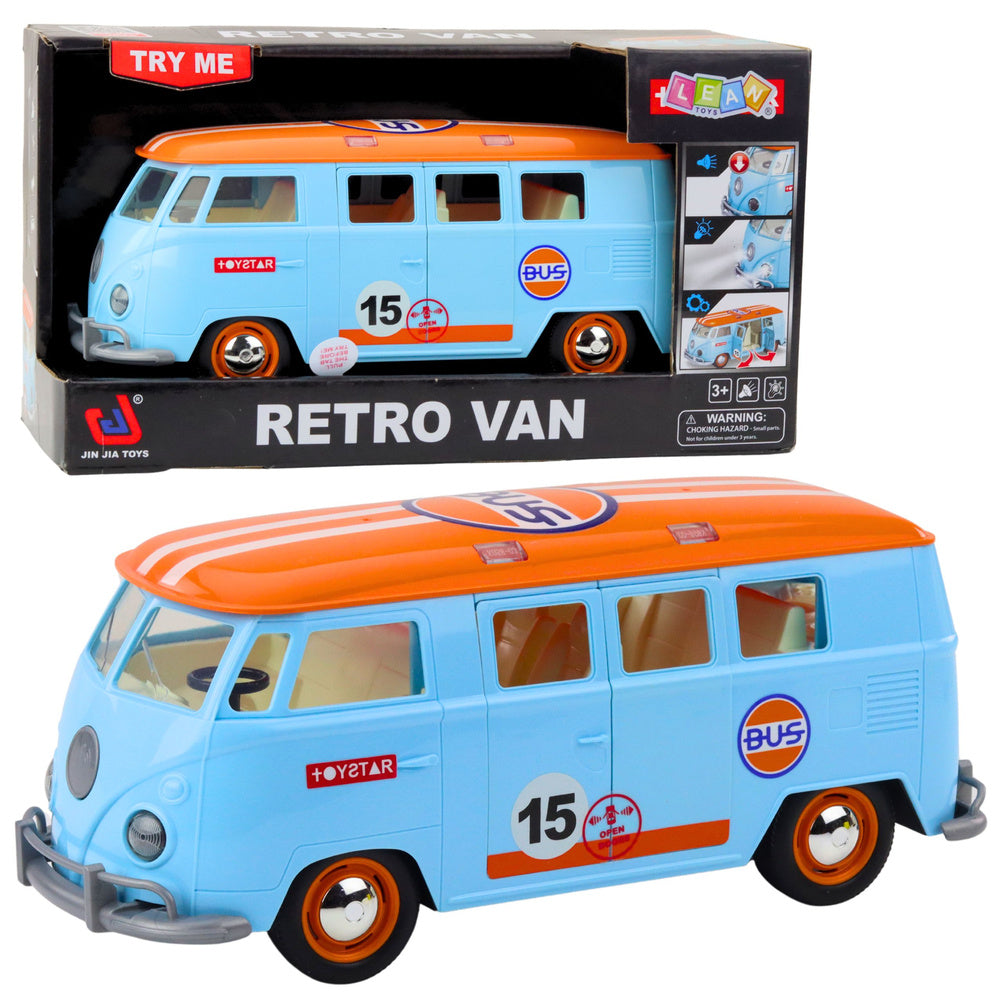 Retro autobus se světly a zvuky modrý – pro děti od 3 let