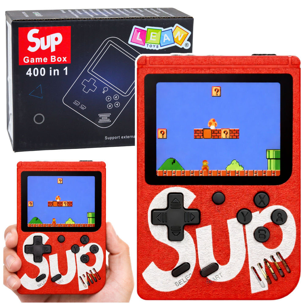 Retro herní konzole Sup s 400 hrami, 8-bit LCD – červená
