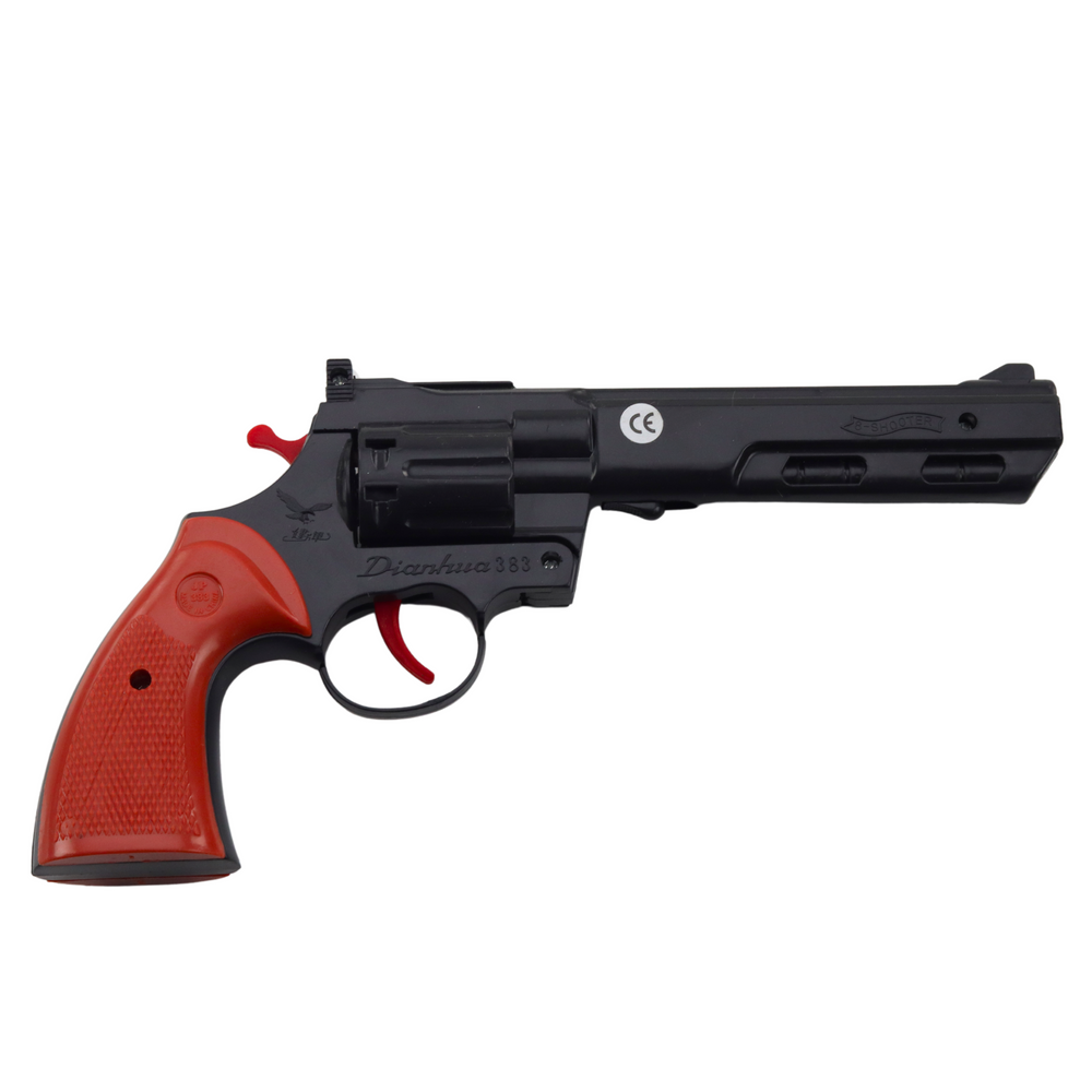 Revolver na kapsle s otočným bubnem a zvukem výstřelu černý