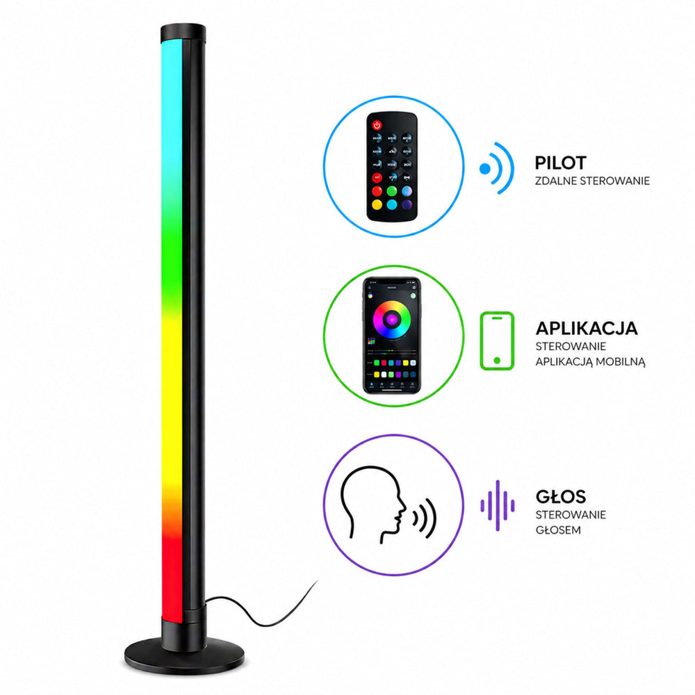 RGB LED stojací lampa s hudebním módem a dálkovým ovládáním 90cm