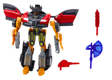 Robot auto 2v1 s příslušenstvím a sadou 3 zbraní červený